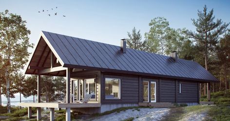 Saari 90 1A Cabin Addition, Residential Log Cabins, Log Home Kits, Pallet House, Modern Barn House, Tiny Cabins, Lake Living, Barn Homes, Log Cabin Homes