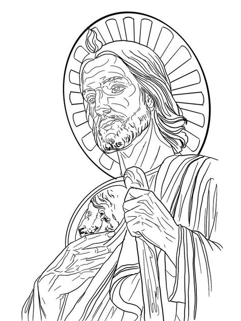 St Jude Tattoo Design, San Judas Tattoo Stencil, San Judas Tadeo Drawing, San Judas Outline, Saint Jude Drawing, Saint Jude Tattoo, Virgin Mary Tattoo Stencil, San Judas Tattoo Design, San Judas Drawing