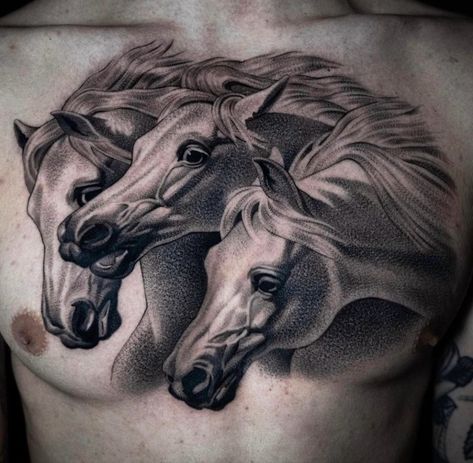 Pharaohs Horses Tattoo, Pharaohs Horses, Horses Tattoo, Chest Piece Tattoo, Piece Tattoo, Tattoo Apprenticeship, Chest Piece Tattoos, Horse Tattoo, Chest Piece