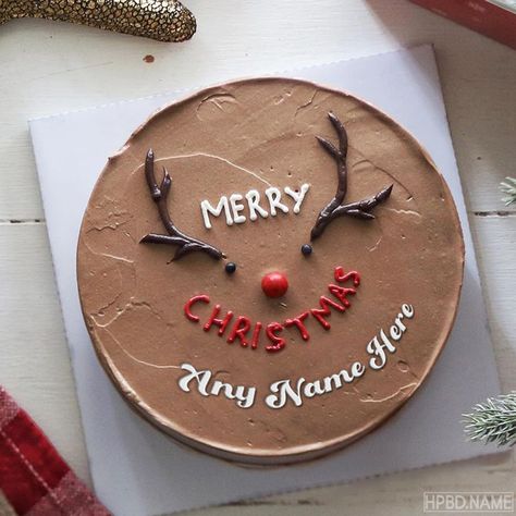 Chocolate Cake For Christmas, Cake Christmas Design, Chocolate Christmas Cake Designs, Christmas Chocolate Cake Decoration, Christmas Cake Aesthetic, Happy New Year Cake, Reindeer Cake, New Year Cake Design, Chocolate Cake For Christmas Design