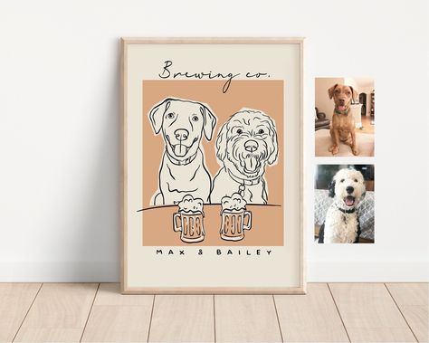 Pet Line Art, Mom Portrait, Dog Line Art, Dog Couch, Custom Pet Art, Pet Guinea Pigs, Dog Line, Dog Dad Gifts, Mom Art