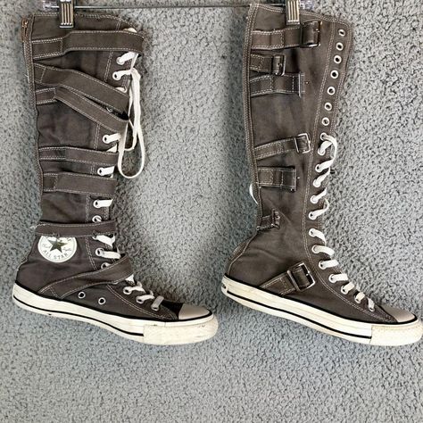 RARE Converse All Star XXHI Knee High Buckle Straps... - Depop Xxhi Converse, Knee High Converse, Rare Converse, High Converse, Shoes Sneakers Women, High Knees, Sneakers Women, Shoes Collection, Strap Shoes