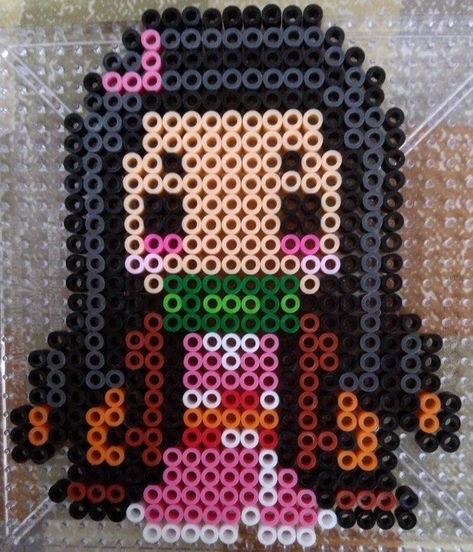 Demon Slayer Pearl Beads, Anya Forger Perler Beads, Nezuko Perler Beads, Perler Beads Demon Slayer, Demon Slayer Perler Bead Patterns, Perler Bead Anime, Demon Slayer Perler Beads, Anime Perler Beads, Anime Perler