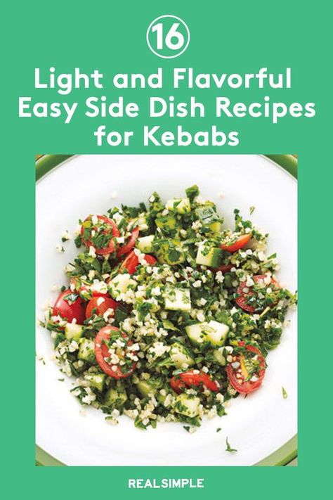 16 Easy Side Dishes for Kebabs | These are the best side dishes for kebabs that pair perfectly with this classic dinner idea. Make one or a few easy kebab side dish recipes like salads, couscous, and more dishes that bring plenty of flavor and fresh ingredients without feeling heavy. #realsimple #easysidedishes #sidedishideas #partysidedish Shish Kabobs Sides Dishes, Shish Kabobs Sides, Chicken Kabobs Sides Dishes, Sides For Kabob Dinner, Kebab Side Dishes, Sides For Kabobs, Salads Couscous, Classic Dinner Ideas, Kafta Kabob Recipe