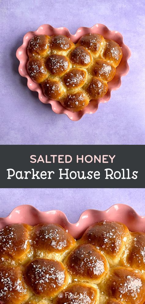 Floofy, salty, sweet, sticky… these salted honey Parker House rolls are delish! ♥︎ fikabrodbox.com #parkerhouse #breadrolls Salted Honey Rolls, Parker House Rolls Half Baked Harvest, Honey Parker House Rolls, Half Baked Harvest Salted Honey Butter Parker House Rolls, Vegan Parker House Rolls, Salted Honey Butter Parker House Rolls, Maldon Sea Salt Flakes, Parker House Rolls, Parker House