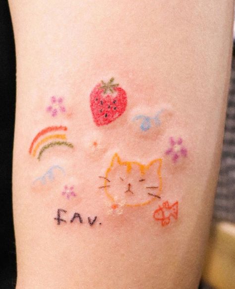 Handpoke Tattoo, Kawaii Tattoo, Cute Little Tattoos, Cute Tiny Tattoos, Tatuaje A Color, Poke Tattoo, Makeup Tattoos, Nail Tattoo, Aesthetic Tattoo