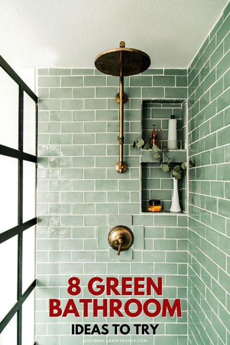 We’ve compiled a list of our favorite 8 green bathroom ideas to help you determine which design choices are right for your bathroom remodel. Green Shower Tile, Small Bathroom Tile Ideas, Beautiful Tile Bathroom, Top Bathroom Design, Small Bathroom Tiles, Cheap Bathroom Remodel, Simple Bathroom Designs, Cheap Bathrooms, Floor Tile Design