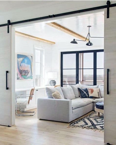 Interior Barn Door Ideas, Dold Dörr, Barn Door Ideas, Pintu Interior, Interior Barn Door, Internal Sliding Doors, Inside Barn Doors, Interior Sliding Barn Doors, Room Divider Doors