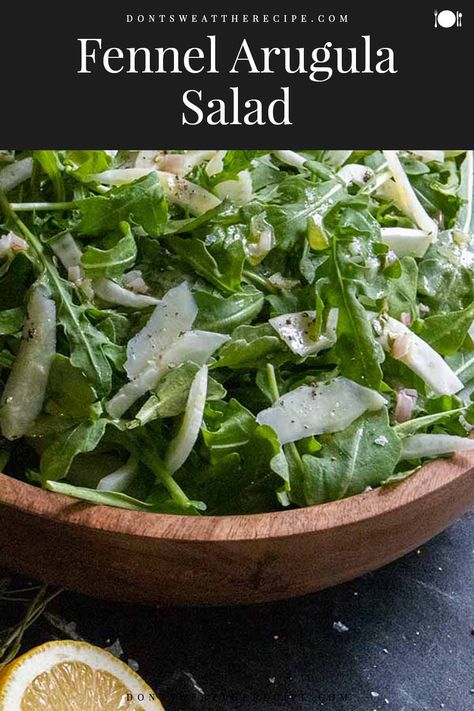 Green Apple Salad, Arugula Recipes, Arugula Salad Recipes, Lemon Salad, Shaved Parmesan, Fennel Recipes, Healthy Gourmet, Dijon Vinaigrette, Mozzarella Salad