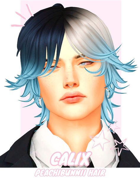 Sims 4 Cc Blue Hair, Sims 4 Hair Streaks Cc, Sims 4 Split Dye Hair Cc, Sims 4 Long Male Hair Cc, Sims 4 Cc Vkei, Sims 4 Cc Dyed Hair, Sims 4 Mullet, White Streak In Hair, Two Color Hair