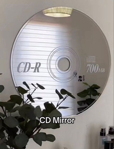 Guy Bedroom Aesthetic, Punk Bedroom Aesthetic, Guy Room Ideas, Old Farmhouse Aesthetic, Music Mirror, Disc Mirror, Cd Mirror, Fun Room Decor, Avant Garde Decor