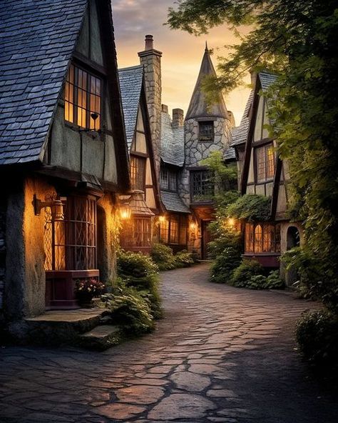 Fantasy Village Art, Cottage Core Village, Fantasy Setting Village, Clan Aesthetic, Witch Village, Storybook Village, Fairytale Village, Hogsmeade Village, Fairytale Town