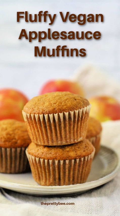 Easy vegan applesauce muffin recipe. A perfectly moist and tender muffin recipe. Vegan Applesauce Muffins, Vegan Applesauce, Banana Applesauce Muffins, Egg Free Dessert Recipes, Applesauce Muffin Recipe, Vegan Banana Pudding, Nut Free Desserts, Egg Free Desserts, Applesauce Muffins