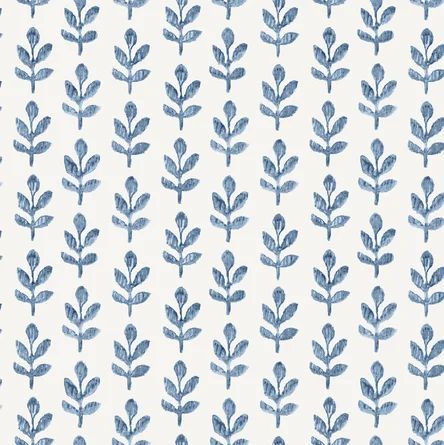 Lark Manor Annemari Whiskers Leaf 33' L x 20.5" W Wallpaper Roll | Wayfair Blue Leaf Wallpaper, Blue And White Wallpaper, Botanical Wallpaper, Woven Wallpaper, White Backdrop, Leaf Wallpaper, Blue Leaves, Scandinavian Inspired, White Wallpaper