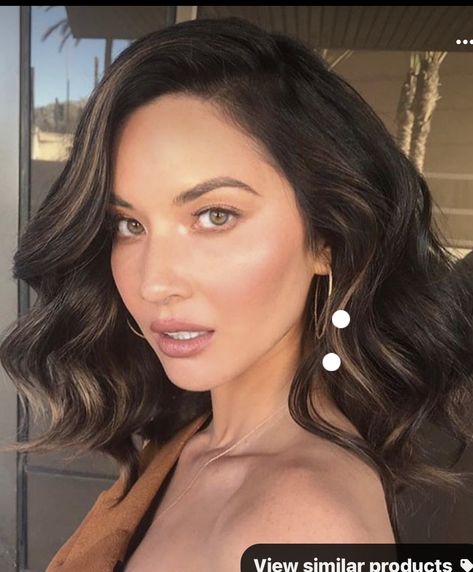 Black Hair With Highlights, Dark Hair With Highlights, Lob Haircut, Olivia Munn, Medium Hair Cuts, Medium Length Hair Cuts, Brunette Hair, Ombre Hair, Balayage Hair