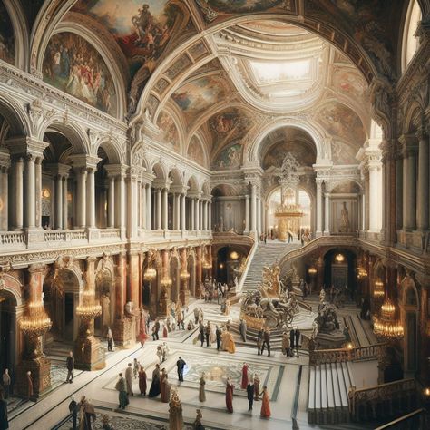 Royal Palace Fantasy Art, Fantasy Royal Palace, Royal Castle Interior, Castle Interior Concept Art, Fantasy Palace Aesthetic, Fantasy Palace Interior, Royal Palace Interior, Royal Castles Interior, Inside Castle