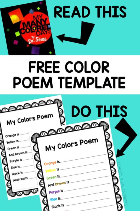 LEARN ABOUT POETRY AND CREATE YOUR OWN FIRST COLOR POEM WITH OUR FREE TEMPLATE Rainbow Poem, Kindergarten Poetry, Hope Poems, Poetry Writing Activities, Poetry Templates, Free Poems, Simple Poems, Poem Template, Color Poem