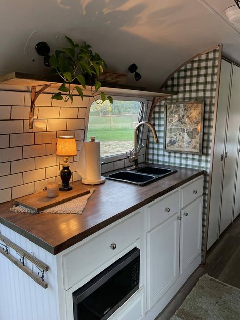 Airstream Interior Renovation, Small Trailer Interior Ideas, 1970 Airstream Remodel, Retro Airstream Interior, Airstream Land Yacht Remodel, Airstream Kitchen Remodel, Airstream Remodel Interior, Air Stream Remodel Interiors, Airstream Interior Ideas