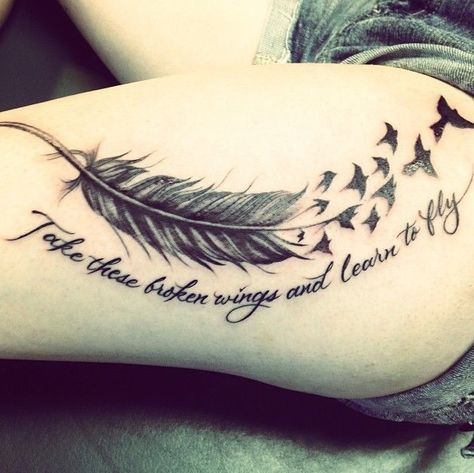 Left forearm.  "Take these broken wings and learn to fly" Tattoo Lower Back, Tattoo Fly, Bird Tattoos Arm, Lower Back Tattoo Designs, Bird Tattoo Back, Feather With Birds Tattoo, Bird Tattoo Wrist, Flying Bird Tattoo, Flying Tattoo