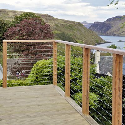 Patio Balustrade Ideas, Decking Balcony, Wire Balustrade, Stainless Steel Balustrade, Laying Decking, Railings Outdoor, Cable Railing, House Deck, Deck Railings