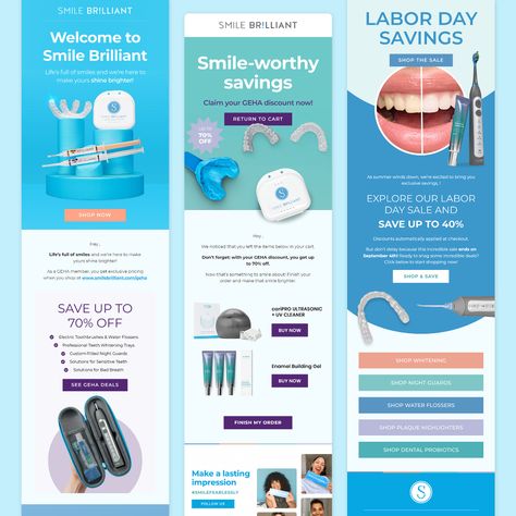 SMILE BRILLIANT - Newsletter Design on Behance Health Newsletter Design, Email Marketing Newsletter Design, Email Newsletter Inspiration, Email Marketing Template Design, Newsletter Design Inspiration, Email Layout, Newsletter Layout, Health Newsletter, Newsletter Inspiration