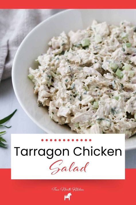 Creamy Tarragon Chicken Salad Shredded Chicken Salad Recipe, Chicken Salad With Almonds, Shredded Chicken Salad, Shredded Chicken Salads, Salad With Almonds, Herbed Potato Salad, Tarragon Recipes, Tarragon Chicken Salad, Almonds Recipe