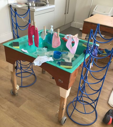 Role play theme 👚 washing the clothes and hanging them up to dry! Role Play Activities For Preschool, Role Play Activities, Eyfs Role Play Area, Role Play Ideas, Role Play Areas Eyfs, Reception Classroom, Reception Activities, People Who Help Us, Role Play Areas