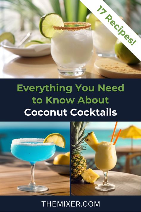 You can’t always tuck a flower behind your ear, and kick off your shoes and responsibilities for a sunset stroll on the beach. But you can shake up one of these 17 Coconut Cocktails and conjure up a tropical paradise wherever you are. 🥥🍹 Coconut Rum Punch, Coconut Cocktails, Coconut Rum Punches, Key Lime Martini, Coconut Rum Drinks, Espolon Tequila, Coconut Vodka, Peppermint Martini, Vegan Eggnog