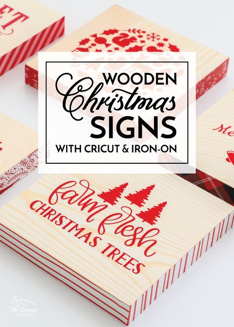 DIY Wooden Christmas Signs with Cricut Iron-On | The Homes I Have Made Signs With Cricut, Holiday Planning Checklist, Christmas Sign Ideas, Wooden Christmas Signs, Bunco Gifts, Inexpensive Holiday Gifts, Holiday Wood Sign, Classic Holiday Decor, Wooden Signs Diy