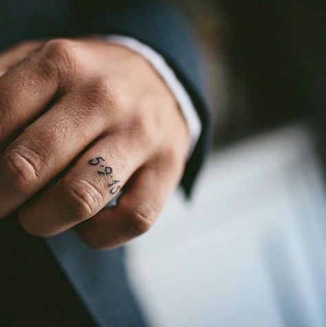 Wedding Ring Tattoo For Men, Finger Tattoos For Couples, Band Tattoos For Men, Husband Tattoo, Wedding Band Tattoo, Ring Tattoo, Wedding Ring Tattoo, Date Tattoos, Wedding Finger