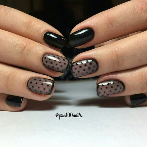 Silver French Manicure, Manicure Shellac, Black French Manicure, Polka Dot Nail Designs, Dot Nail Designs, French Manicure Designs, French Nail Designs, Best Nail Art Designs, Black French