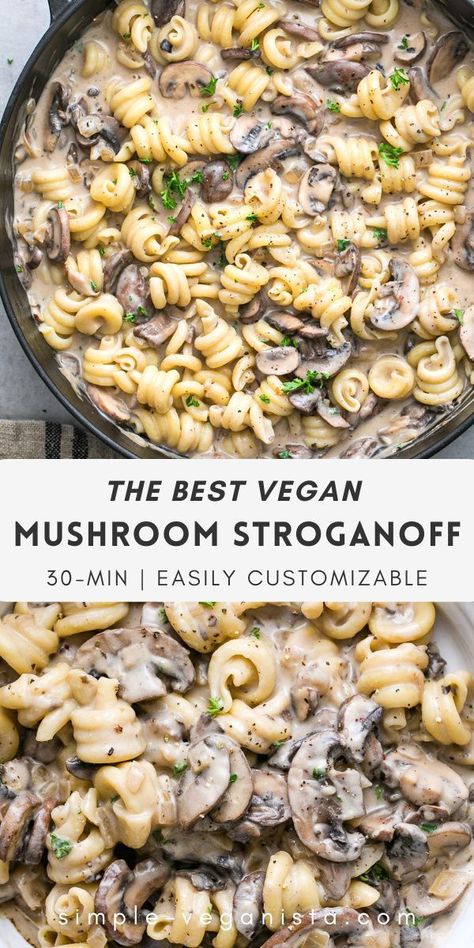 Easy Vegan Mushroom Stroganoff, Vegan Mushroom Stroganoff, Mushroom Stroganoff, Vegan Mushroom, Vegan Pasta Recipes, Stroganoff Recipe, Meals Recipes, Vegan Pasta, Vegan Dinner