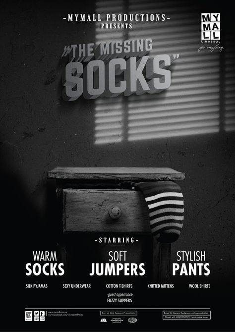 MYMALL Print Ad - The Missing Socks Missing Socks, Jumper Pants, Creative Advertising Campaign, Ads Of The World, Stylish Socks, Old Shoes, Fuzzy Slippers, Wool Shirt, Knit Mittens