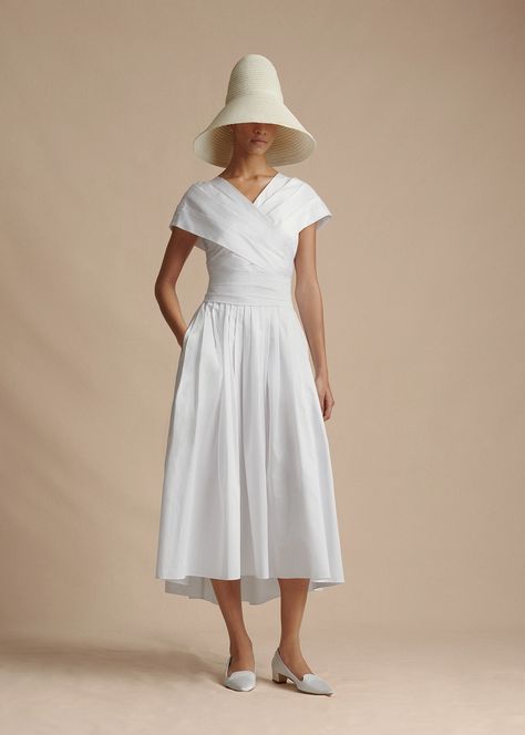 SHOP BAZAAR: ADAM LIPPES SIBYL Dress In Cotton Poplin… White Poplin Dress, Silk Charmeuse Dress, Dress To Jumpsuit, Long Sleeve Chiffon Dress, Charmeuse Dress, Long Sleeve Fitted Dress, Adam Lippes, Cable Knit Turtleneck Sweater, Tiered Ruffle Dress