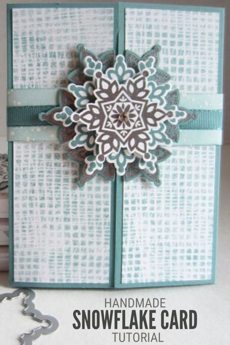 Create DIY Snowflake Cards to give your friends and family for the holidays! Click here for the tutorial to make handmade Christmas Cards. #thecraftyblogstalker #snowflakecard #christmascards #handmadechristmascard #cardmaking #papercrafts Diy Snowflake, Christmas Card Tutorials, Snowflake Craft, Snow Flakes Diy, Gatefold Cards, Snowflake Cards, Handmade Inspiration, Create Diy, Card Tutorial