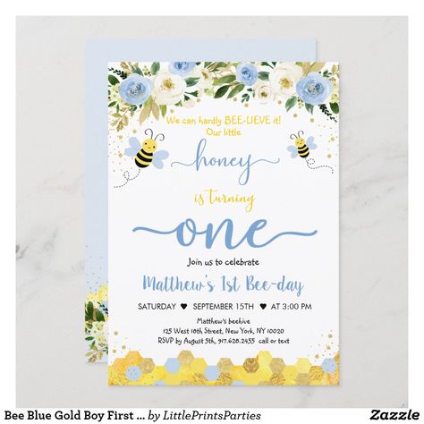 Bee Day Invitation, 1st Bee Day, First Bee Day, Bee Invitations, Bee Day, Bee Birthday, Baby Boy 1st Birthday, Bumble Bees, Boy Birthday Invitations