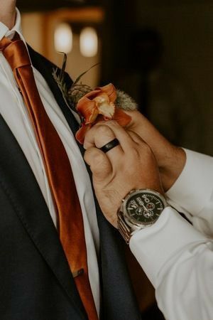 Burnt Orange Prom Couple, Burnt Orange Weddings Groomsmen, Burnt Orange Groomsmen Attire, Terracotta Groomsmen Attire, Bridesmaids Colours, Mammoth Lakes California, Groomsmen Grey, Groom And Groomsmen Suits, Wedding Tux