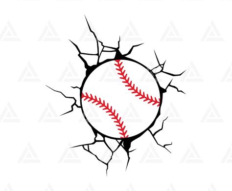 Baseball Stencil, Baseball Bat Svg Free, Baseball Stitches Svg Free, Baseball Silhouette, Baseball Stitches Svg, Baseball Holder, Baseball Decals, Sports Cookies, Cracked Wall