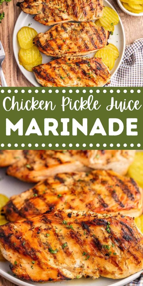 Pickel Chicken, Pickle Juice Marinade, Classy Chicken, Pickle Juice Recipe, Chicken Breast Marinade Recipes, Brine Chicken Breast, Chicken Breast Marinade, Chicken Breast Sandwich, Chicken Pickle