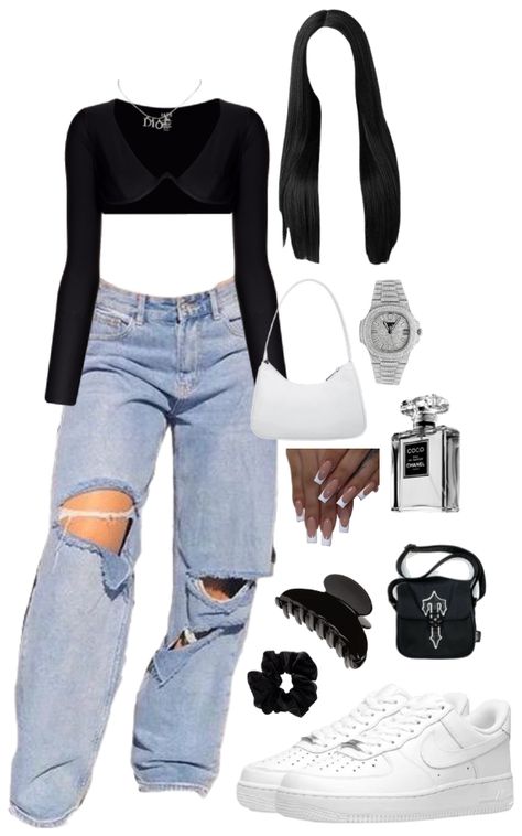 I love outfit ideas | What To Wear With Air Force 1 Outfit, Outfit Ideas Air Force 1, Airforce 1 Outfit, Outfits With Air Force Ones, Simple Trendy Outfits, Outfit Maker, Outfit Shoplook, Nike Air Force 1, Air Force 1