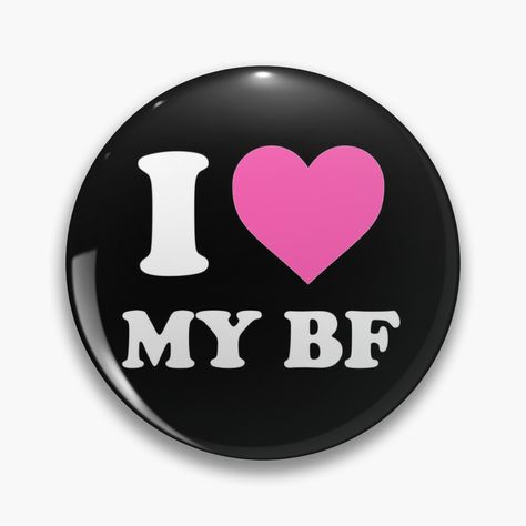 cute pink and black relationship pin button for couples that says I love my bf I Love My Bf, National Boyfriend Day, Boyfriend Day, Gift For Your Boyfriend, My Bf, Pink Pin, Pin Button, Heart Button, Love My Boyfriend