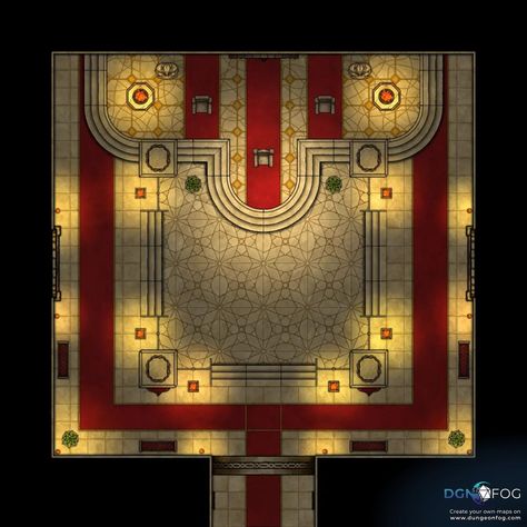 Download this map for free or create your on on dungeonfog.com. ⚔️ - #dungeon #rpg #ttrpg #battlemap #map #dnd #dnd5e #roleplay - The throne room to be used in a castle or keep. Throne Room Dnd Map, Dnd Throne Room, Dungeon Rpg, Create Your Own Map, Throne Room, Fantasy City, Viking Style, The Throne, A Castle