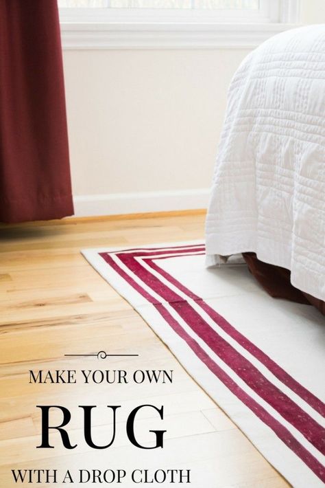 Make your own rug with a drop cloth and fabric paint! It's easy to customize your rug to fit your decor. See the tutorial at The Handyman's Daughter! | drop cloth project | drop cloth rug | drop cloth area rug | make your own area rug | paint your rug Fireplace Remodel Diy, Bathroom Mat Ideas, Drop Cloth Rug, Drop Cloth Projects, Canvas Drop Cloths, Apartment Patio, Diy Bathroom Remodel, Painted Rug, Fireplace Remodel