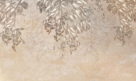 Brown Wall Interior, Grunge Patterns, Backgrounds Landscape, Interior Flowers, Wall Illustration, Wall Interior, Brown Wall, Wall Photo, Floral Branch