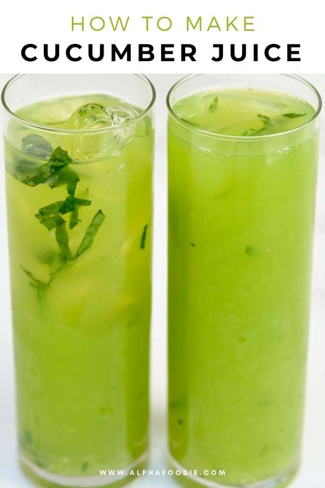 This cucumber lemonade is a super refreshing addition to your Summer lemonade repertoire; it's packed with several health benefits from the cucumber juice, the flavor of fresh mint, and it's easy to prepare! Cucumber Lime Drink, Cucumber Drink Recipes, Cucumber Lemon Juice, Alkaline Drinks, Wellness Juice, Chia Water, Cucumber Drink, Cucumber Lemonade, Lemonade Smoothie