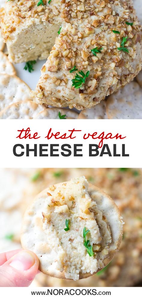 Party Food Vegan, Vegan Cheese Ball, Best Vegan Cheese, Vegan Cheese Recipes, Vegan Party Food, Vegan Christmas Recipes, Vegan Party, Cheese Ball Recipes, Food Vegan