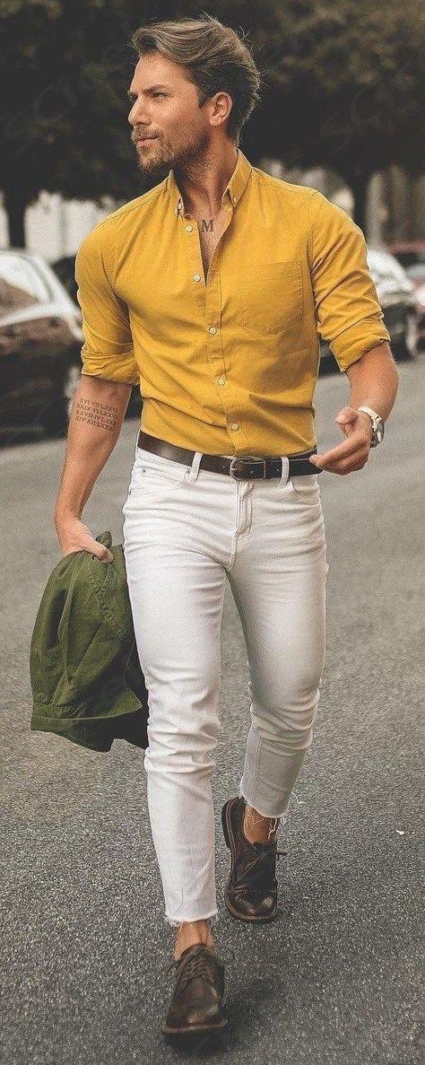 Cool Shoes For Guys Yellow Shirts For Men, Mustard Yellow Shirt Outfit, Yellow Men Outfit, Yellow Shirt Outfit Men, Yellow Outfit Men, Yellow Shirt Outfit, Shirt Outfit Ideas, Mens Business Casual Outfits, Shirt Outfit Men