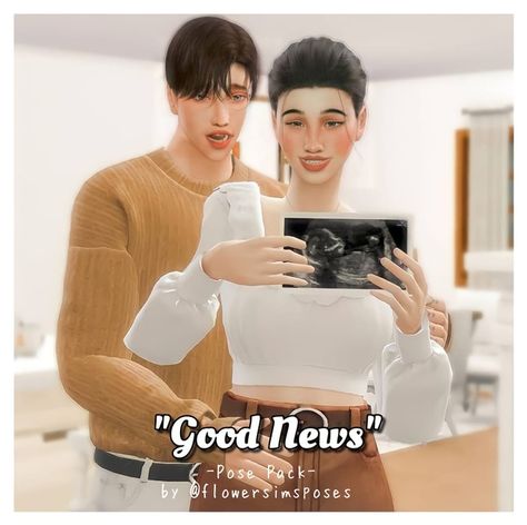 "Good News"-Pose Pack Sims 4 Pregnancy Poses, Sims 4 Pregnancy Mods, Sims 4 Pregnancy, Sims 4 Pack, Sims 4 Realistic, Sims 4 Restaurant, Pregnancy Poses, Sims 4 Couple Poses, Sims 4 Cheats