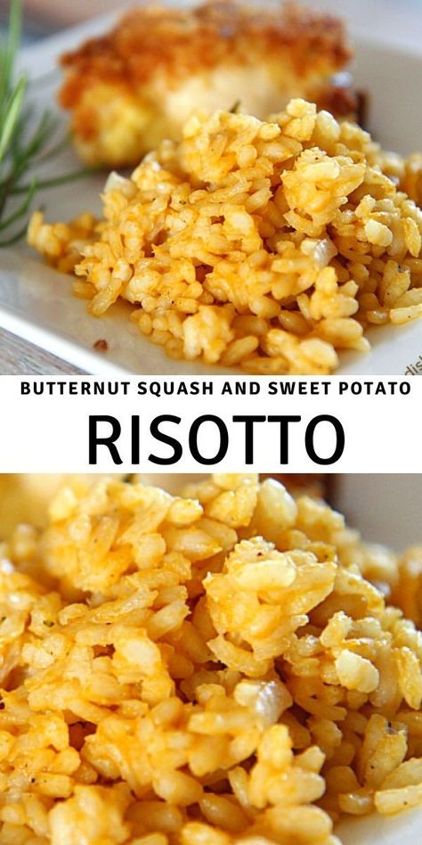 Butternut Squash Sweet Potato Recipes, Potato Risotto, Sweet Potato Risotto, Butternut Squash And Sweet Potato, Leftover Soup, Leftover Potatoes, Squash Risotto, Butternut Squash Risotto, Cold Weather Food