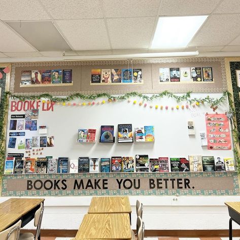 Abby Gross | English Teacher (@writeonwithmissg) • Instagram photos and videos English Teacher Room Ideas, Aesthetic English Classroom, English Teacher Classroom Ideas, English Teacher Aesthetic Classroom, Teacher Cork Board Ideas, High School Classroom Decorating Ideas English Decoration Wall, English Literature Display Boards, English Teacher Aesthetic, English Teacher Classroom